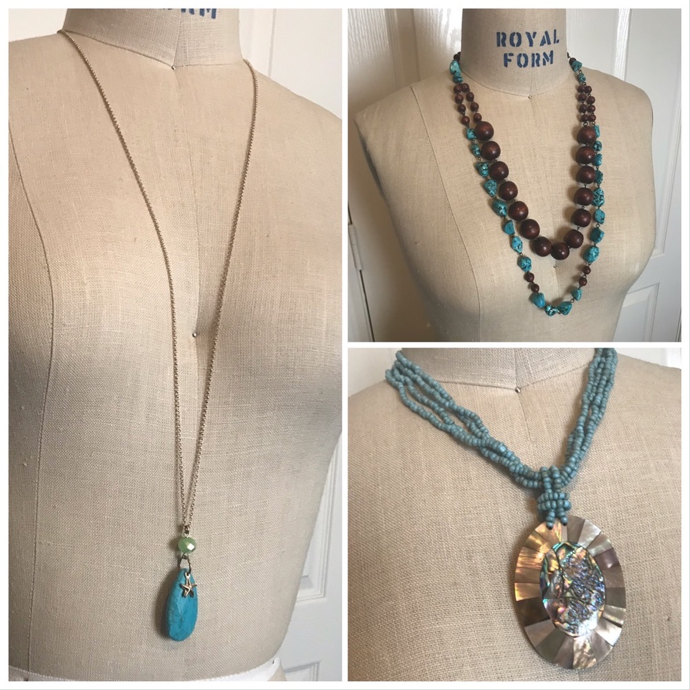 Bohemian boho turquoise necklaces - set of 3 - UO